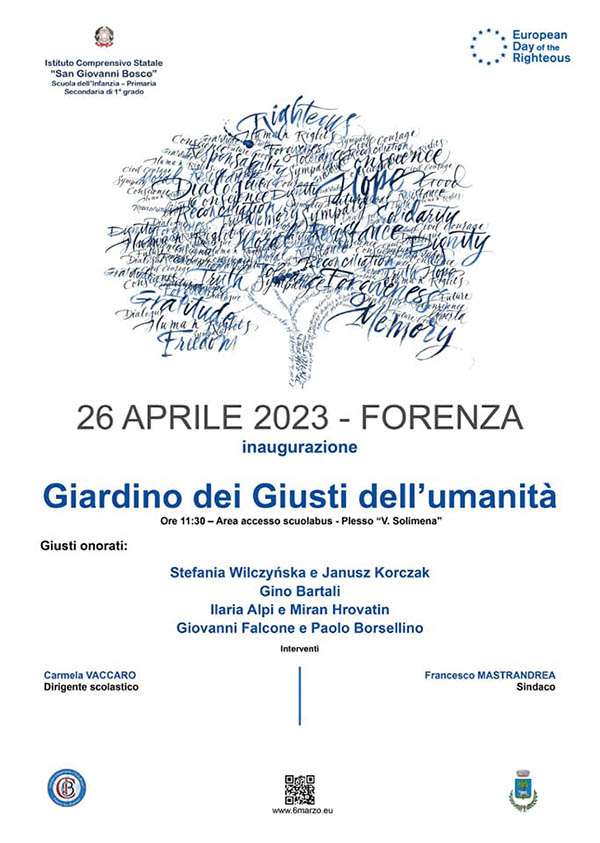 Al via l’inaugurazione a Forenza del “Giardino dei Giusti dell’Umanità”