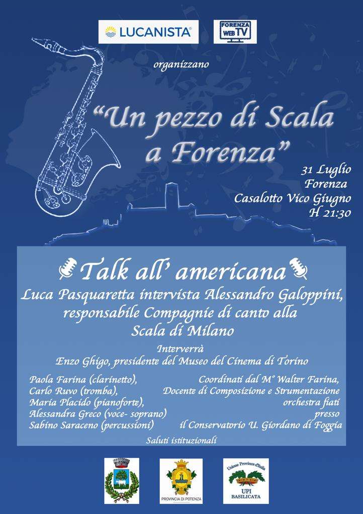 “Un pezzo di Scala a Forenza”: un talk all’americana dove musica e cinema si incontrano