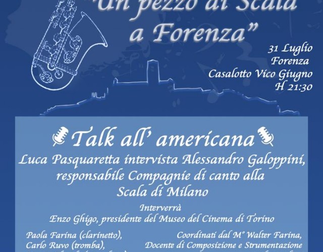 “Un pezzo di Scala a Forenza”: un talk all’americana dove musica e cinema si incontrano