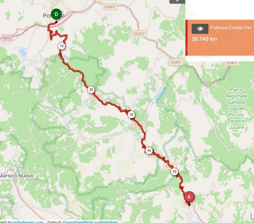 Potenza – Corleto Perticara 59 KM