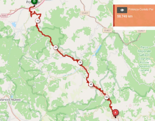 Potenza – Corleto Perticara 59 KM